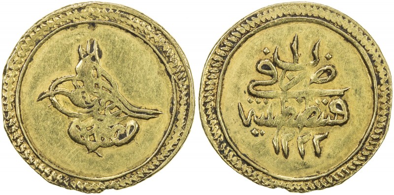 TURKEY: Mustafa IV, 1807-1808, AV sultani (3.17g), Kostantiniye, AH1222 year 1, ...