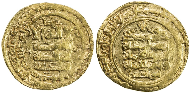 GHAZNAVID: Mahmud, 999-1030, AV dinar (4.36g), Nishapur, AH415, A-1606, minor we...