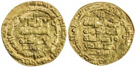 GHAZNAVID: Mahmud, 999-1030, AV dinar (4.16g), Nishapur, AH415, A-1606, minor spots of weakness, VF.
Estimate: USD 180 - 220