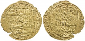 KHWARIZMSHAH: Mangubarni, 1220-1231, AV dinar (3.00g), Astarabad, AH(62)2, A-1742, mint name clear above the obverse field and in the reverse margin, ...