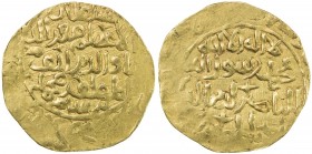 GHORID: Mu'izz al-Din Muhammad, alone, 1203-1206, AV dinar (3.71g), NM/MM, DM, A-1763, in the sole name of Mu'izz al-Din, western mint (style of Firuz...