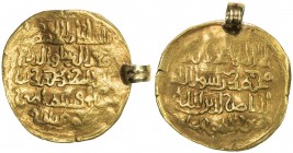 GHORID: Mu'izz al-Din Muhammad, 1171-1206, AV dinar (3.87g), NM, ND, A-1763, no marginal legends, thus without mint & date, attached loop probably of ...