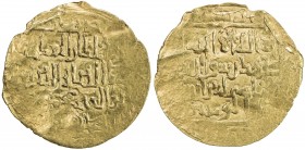 GHORID: Mahmud b. Muhammad, 1206-1212, AV broad dinar (4.15g), DM, A-1783.1, square-in-circle both sides, mint name off flan, known from Firuzkuh date...