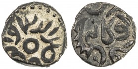 QARLUGHID: Nasir al-Din Muhammad, 1249-1259 AH, AE jital (3.13g), "Tukan", ND, A-1818T, royal title nasir al-dunya wa'l-din around central annulet // ...