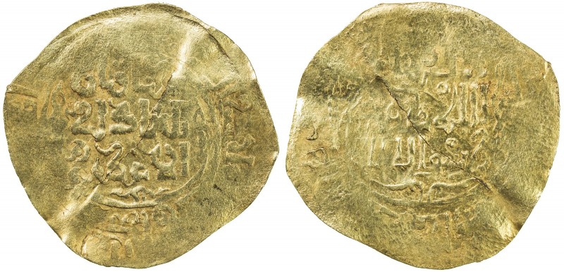 GREAT MONGOLS: Anonymous, ca. 1220s-1240s, AV broad dinar (5.26g), NM, DM, A-196...