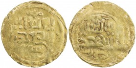 GREAT MONGOLS: Anonymous, ca. 1220s-1240s, AV dinar (4.77g), Bukhara, ND, A-B1967, kalima only, without the caliph, mint name below the reverse, crude...