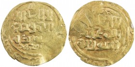 GREAT MONGOLS: Anonymous, ca. 1220s-1240s, AV dinar (4.43g), Samarqand, ND, A-B1967, kalima only on both sides, traces of date in one margin, possibly...