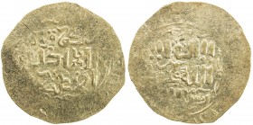 GREAT MONGOLS: Möngke, 1251-1260, AV dinar (6.23g), NM, ND, A-T1977, obverse legend mangu qan / al-'adil / al-a'zam, kalima reverse, above average str...