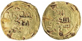 GREAT MONGOLS: Chingiz Khan, 1206-1227, AV dinar (5.08g), Bukhara, AH6xx, A-1966, obverse legend chingiz khan / al-'adil / al-a'zam, reverse has the m...