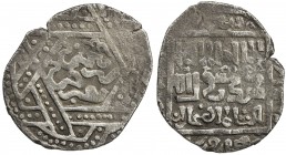 ILKHAN: Gaykhatu, 1291-1295, AR ½ dirham (1.47g), unread mint, AH69x, A-2162, irenjin turji within ornate hexagram // citing Ghazan as padshahzadeh, u...
