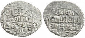 ILKHAN: Ghazan Mahmud, 1295-1304, AR dirham (2.16g), Jajerm, DM, A-2168B, pre-reform, central square with royal legend // kalima within fancy circle, ...