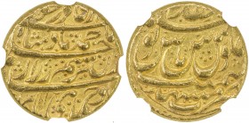 DURRANI: Ahmad Shah, 1747-1772, AV mohur (10.96g), Mashhad, ND, A-3090, KM-639, struck during the nominal reign of the Afsharid Shahrukh, but in the n...