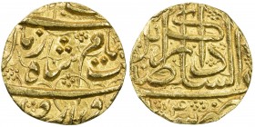 DURRANI: Shah Zaman, 1793-1801, AV mohur (10.23g), Kabul, year 4, A-3106, KM-445, Choice AU.
Estimate: USD 600 - 700