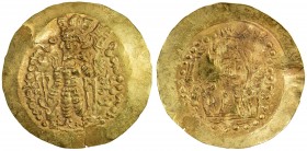 KUSHANO-SASANIAN: Varahran, posthumous, after 350, AV scyphate dinar (7.78g), Cribb-11, struck during the early Kidarite period, standard design, king...