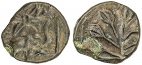 KSHAHARATAS: Anonymous, 5th century AD, AE 18mm (4.17g), Pieper-825 (this piece), Senior-305.2, elephant right, ornate thunderbolt above, arrow right ...