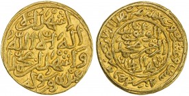 DELHI: Muhammad III b. Tughluq, 1325-1351, AV dinar (12.80g), Hadrat Delhi, AH726, G-D331, with many titles, including al-wathiq bi-ta'yid al-zaman, l...