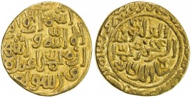 DELHI: Muhammad III b. Tughluq, 1325-1351, AV dinar (12.76g), Sultanpur, AH728, G-D333, entitled al-wathiq bi-ta'yid al-zaman, lovely bold strike, dis...