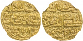 DELHI: Muhammad III b. Tughluq, 1325-1351, AV tanka, Delhi, AH743, G-D427, with khalad Allah khilafatahu at the bottom of the obverse, NGC graded MS62...
