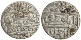 DELHI: Khidr Khan, 1414-1421, AR tanka (10.64g), NM, DM, G-D659, in the name of Muhammad b. Firuz, with honorific abu'l-mujâhid, Fine to VF, RR. 
Est...