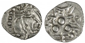 CHACH BRANCH AT MULTAN: Sri Tapanasa, before 712, AR dammas (0.74g), Mitch-MNI-269/75, FT-M4, crowned bust right, with akshara tentatively read as ku ...