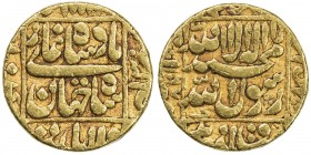 MUGHAL: Shah Jahan I, 1628-1658, AV mohur (10.79g), Khambayat, AH1067 year 30, KM-260.10, clear date & regnal year, Fine.
Estimate: USD 550 - 650