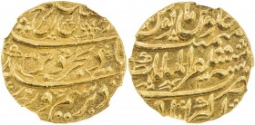 MUGHAL: Farrukhsiyar, 1713-1719, AV mohur, Akbarabad, AH1126 year 3, KM-390.3, with mint epithet Mustaqirr al-Mulk, lovely lustrous bold strike! NGC g...