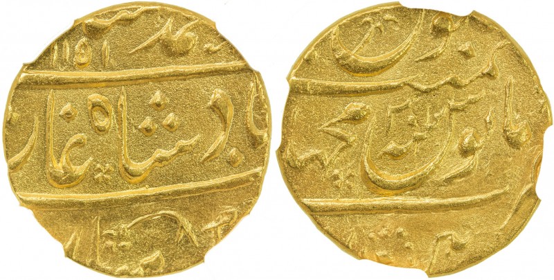 MUGHAL: Muhammad Shah, 1719-1748, AV mohur, Machhlipatnam, AH1051 year 20, KM-43...