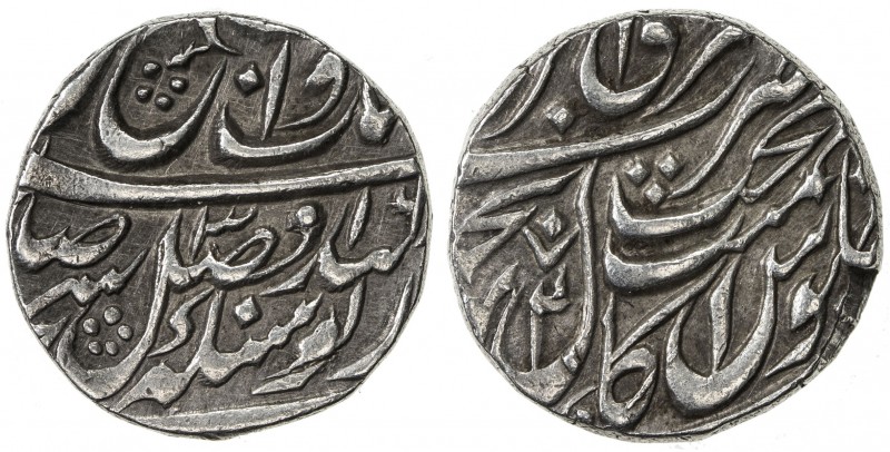 SIKH EMPIRE: AR nanakshahi rupee (11.22g), Amritsar, VS1842, GN316, KM-A20.3, He...