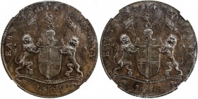 BOMBAY PRESIDENCY: AE 2 pice, 1804, KM-Pn6, Pridmore-197, East India Company pattern mule, struck in copper, from two obverse dies, coin alignment, NG...