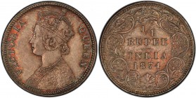 BRITISH INDIA: Victoria, Queen, 1837-1876, AR ¼ rupee, 1874(c), KM-470, S&W-5.29, lovely toned example! PCGS graded MS64, ex James Farr Collection. 
...