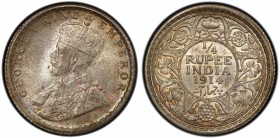 BRITISH INDIA: George V, 1910-1936, AR ½ rupee, 1914(c), KM-522, S&W-8.146, PCGS graded MS64.
Estimate: USD 150 - 250