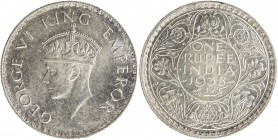 BRITISH INDIA: George VI, 1936-1947, AR rupee, 1938(b), KM-555, without dot, Choice Unc. All 1938 one rupee coins meant for circulation were minted in...