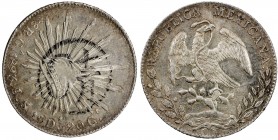 CHINESE CHOPMARKS: MEXICO: Republic, AR 8 reales, 1893-Ga, KM-377.6, assayer JS, with Chinese ink chopmark, Latin capital letter C and Chinese shí'èr ...