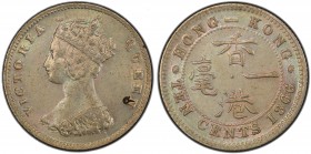 HONG KONG: Victoria, 1841-1901, AR 10 cents, 1866, KM-6.2, doubles-die obverse strike, PCGS graded MS63.
Estimate: USD 100 - 150