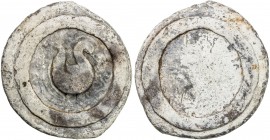 TENASSERIM-PEGU: Anonymous, 17th-18th century, lead weight (433g), Robinson Plate 5-6 (several types with identical obverse), 73mm; stylized hintha bi...
