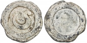 TENASSERIM-PEGU: Anonymous, 17th-18th century, lead weight (375g), Robinson Plate 5-6 (several types with identical obverse), 72mm; stylized hintha bi...