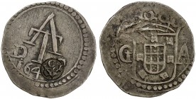 CEYLON (DUTCH): AR 2 tanga (4.42g), Colombo, C / VOC (Dutch East India Company) countermark on Goa host type issue of Ceilão dated 164x, EF. In 1655 t...