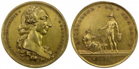 PHILIPPINES: Carlos III, 1759-1788, gilt AE medal, ND (ca. 1782), Basso 2nd edition-702a; Vives-58, 49mm, Manila Society Medal for Industry, gilt bron...
