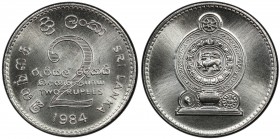 SRI LANKA: Democratic Socialist Republic, 2 rupees, 1984, KM-147, spectacularly clean, brilliant piece, PCGS graded Specimen 68, ex King's Norton Mint...
