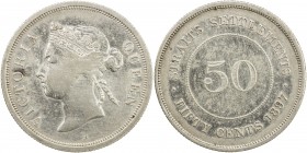STRAITS SETTLEMENTS: Victoria, 1837-1901, AR 50 cents, 1897-H, KM-13, cleaned, EF.
Estimate: USD 150 - 250