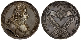 DENMARK: Christian V, 1670-1699, AR medal (82.21g), ND, Forrer IV, pg. 9, 56mm, later restrike, silver medal for the Order of the Danish Elephant Orde...