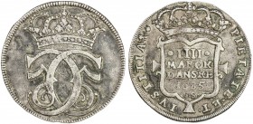 DENMARK: Christian V, 1670-1699, AR 4 mark (krone) (22.49g), 1685, KM-378, Dav-3638, VF.
Estimate: USD 180 - 220