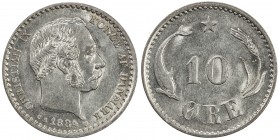 DENMARK: Christian IX, 1863-1906, AR 10 øre, 1884, KM-795.1, mintmaster CS, AU.
Estimate: USD 150 - 250