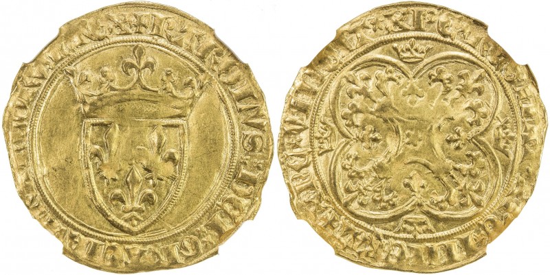 FRANCE: Charles VI, 1380-1422, AV ecu d'or à la couronne (3.92g), Fr-291, crowne...