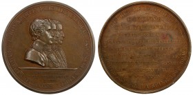 FRANCE: AE medal (92.25g), year VIII (1799-1800), Bramsen 64, Julius 840, 60mm bronze medal for the Heroes of Bastille Day by N. Gatteaux, conjoined b...