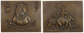 FRANCE: AE plaque (178.4g), ND [1902], Maier 16, 67x84mm bronze plaque of Cleopatra by Fremiet for the Society of Friends of the French Medal, half-le...