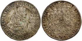 SAXONY: Johann Georg I, alone, 1615-1656, AR thaler (29.05g), 1632, KM-132, Dav-7601, Schnee 845, initials HI, variety with U's in legend, central fla...