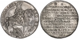 SAXONY: Johann Georg II, 1656-1680, AR thaler, 1657, KM-481, Dav-7630, Assumption of the Vicariat upon Death of Emperor Ferdinand III, remarkably well...