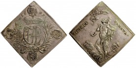 SAXONY: Friedrich August I, 1694-1733, AR thaler, 1697, KM-686, Dav-7654, Schnee 989, Merseburger 1382, 60mm, klippe thaler, crowned monogram under ca...