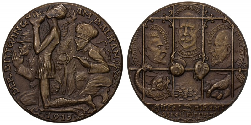 GERMANY: AE medal, 1915, Kienast 164, 58mm, cast bronze medal "The wooing of the...